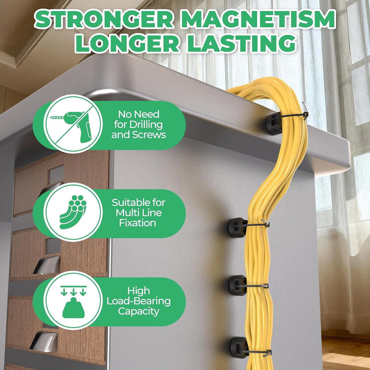 Magnetic Zip Tie Mount, 25LBS Strong Magnetic Wire Holder, Multipurpose Magnet Zip Tie Mount, Waterproof Magnet Cable Tie Holders for Home Office Marine Automotive Electrical Wiring Management