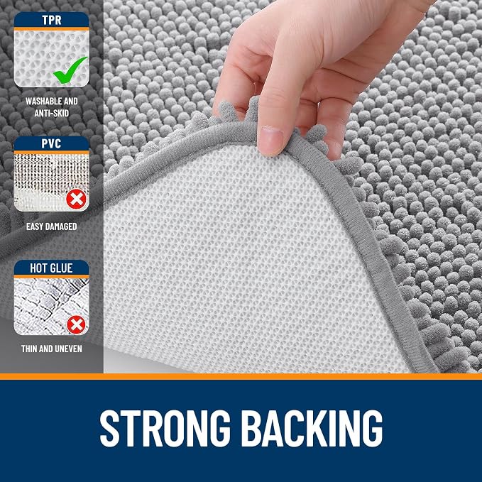 OLANLY Large Bathroom Rugs 40x24, Extra Soft Absorbent Chenille Bath Rugs