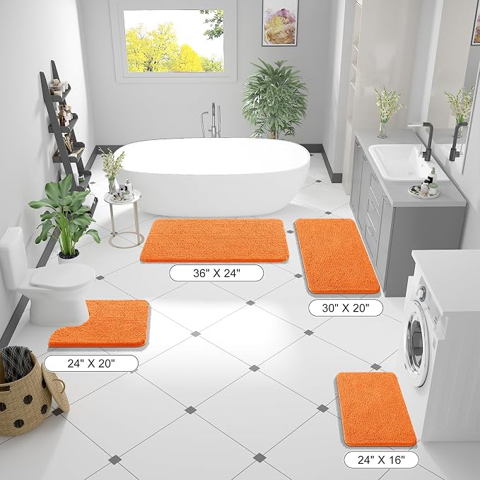OLANLY Bathroom Rugs 34x21, Extra Soft Absorbent Chenille Bath Rugs, Rubber