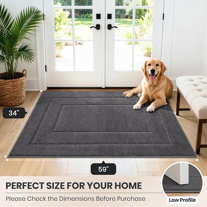 PURRUGS Dirt Trapping Door Mat 34" x 59", Non-Slip/Skid Machine Washable