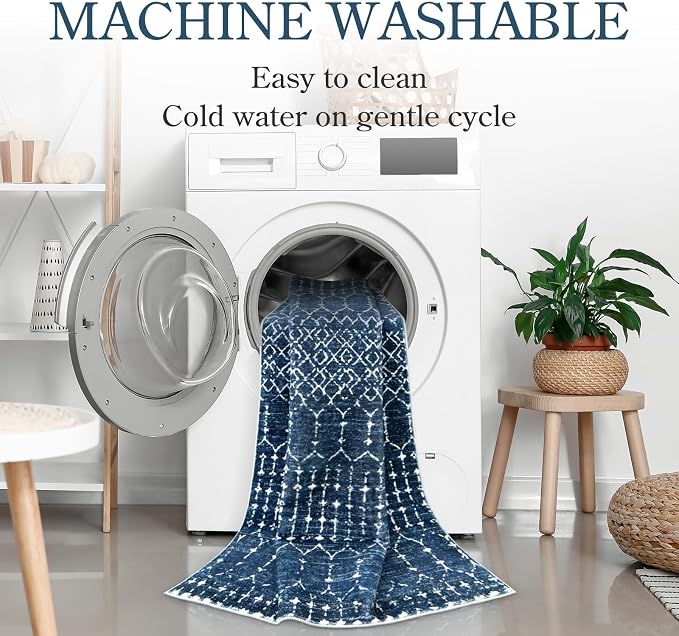 Lahome Moroccan Washable Runner Rug 2x10, Non Slip Hallway Runner Rug 10 Ft