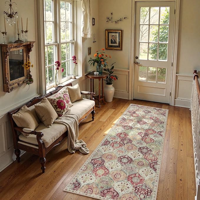 Lahome Moroccan Trellis Hallway Rug, 2x5 Washable Runner Rug Non Slip Kitchen