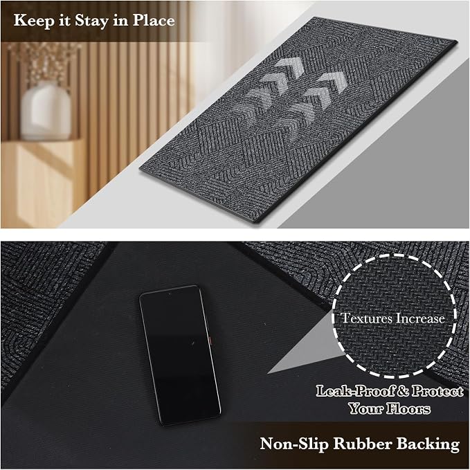 Indoor Door Mat 17"x30", Low-Profile Welcome Front Door Mat Indoor Entrance