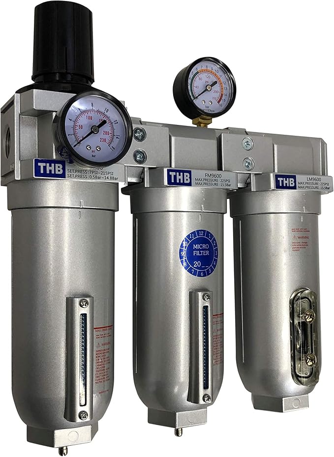 1" COMPRESSED AIR PARTICULATE FILTER WATER TRAP/PRESSURE REGULATOR/DESICCANT