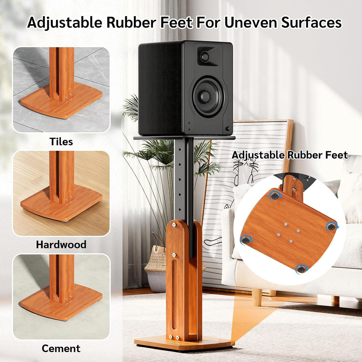 Solid Wood Speaker Stands Pair for Studio Monitor and Bookshelf Speakers