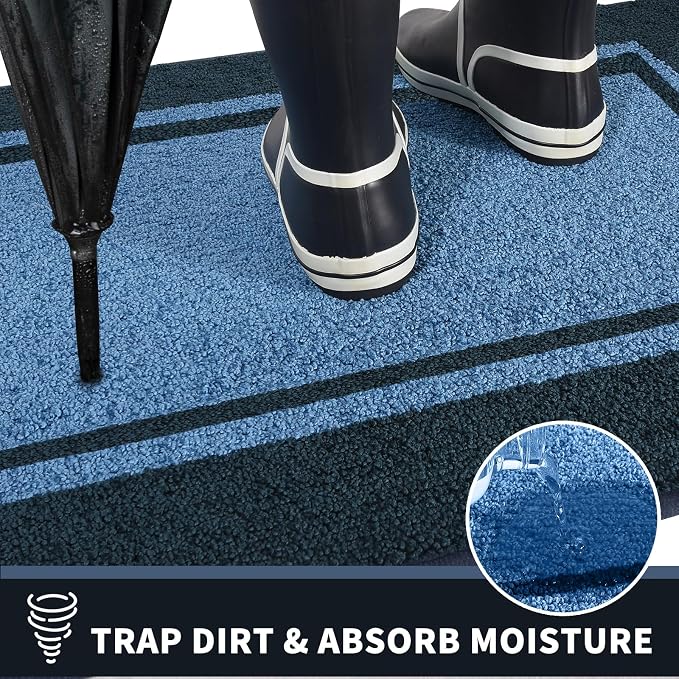 PURRUGS Dirt Trapping Door Mat 20" x 32", Non-Slip Machine Washable Entryway Rug