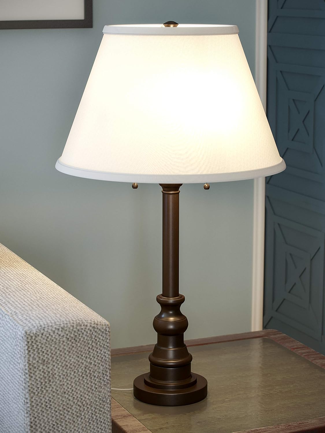 Kenroy Home Spyglass Table Lamp with Bronze Finish, Classic Style, 30.5" Height, 17" Width, 17" Depth