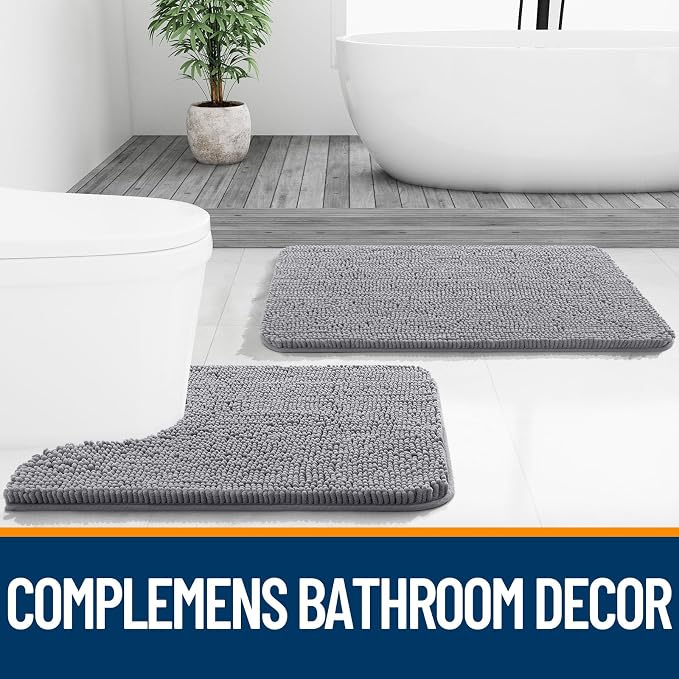 OLANLY Large Bathroom Rugs 40x24, Extra Soft Absorbent Chenille Bath Rugs