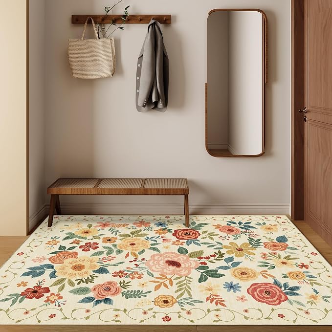 DUKINO 3x5 Area Rug, Floral Rugs