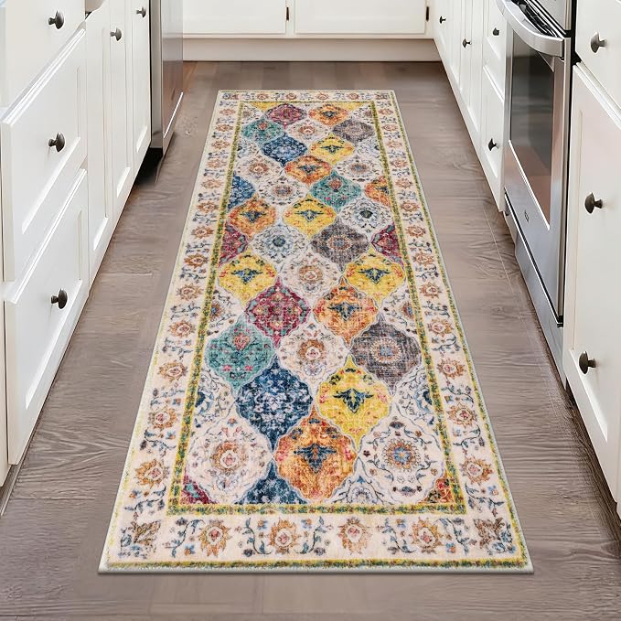 HEBE Washable Hallway Runner Rug 2'x 5' Non Slip Kitchen Rugs Runner, Low Pile