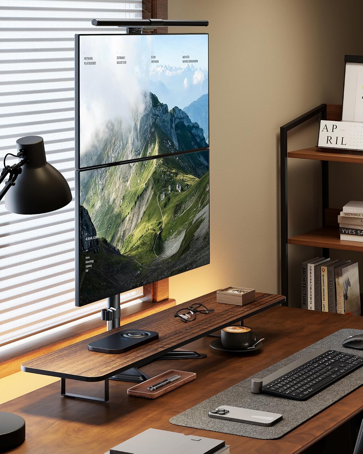 monTEK Freestanding Stacked Dual Monitor Stand for 17-32", 22 lbs Each