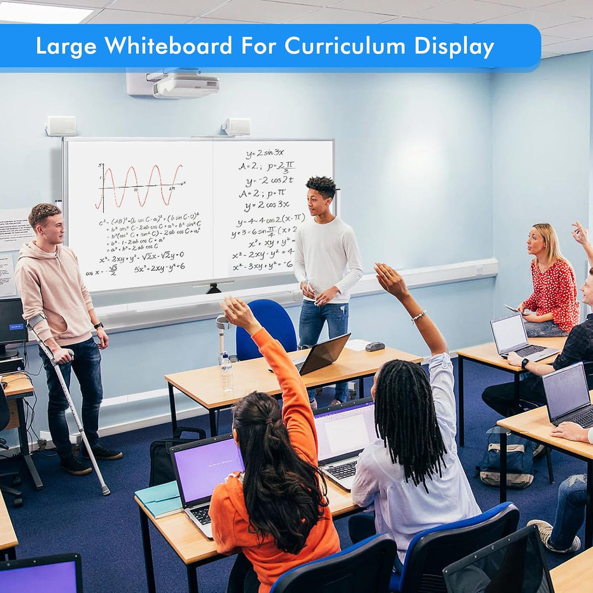 Maxtek Rolling Whiteboard 72 x 40 in, Large Double-Sided Magnetic Standing