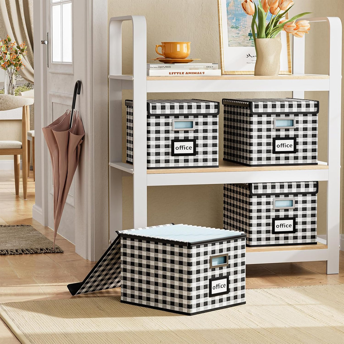 File Organizer Box with Lids, Collapsible File Folder Organizer