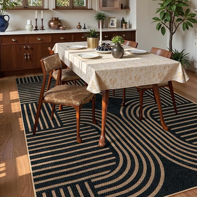 Lahome Enfys Modern Geometric Easy Jute Rug, 6x9 Area Rugs