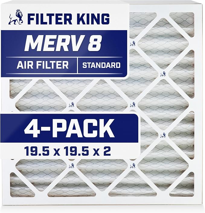 Filter King 19.5x19.5x2 Air Filter | 4-PACK | MERV 8 HVAC Pleated A/C Furnace