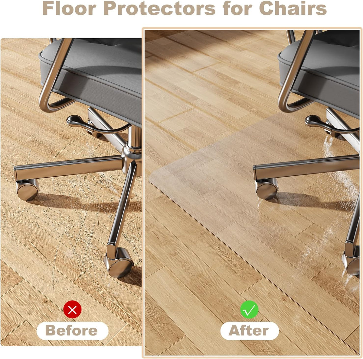 [Thickened to 2.0mm] 40"x50" Computer Chair Mat for Hardwood, PVC Office Mat for Hardwood Floor, Anti-Slip Rolling Chair Floor Protector,Vinyl Mats for Home, Under Desk Mats for Rolling Chairs