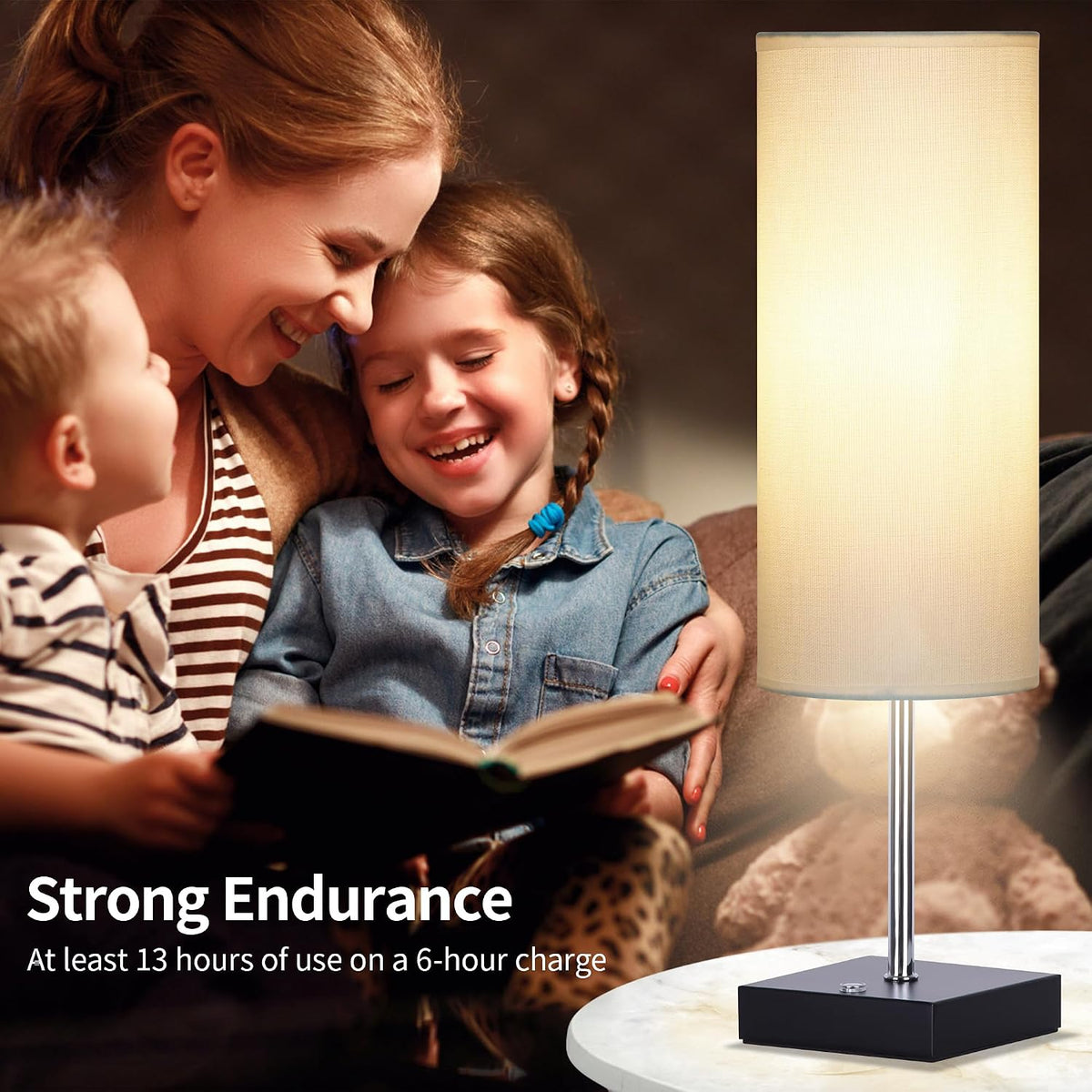 AVV Cordless Table Lamp, 5000mAh Battery Operated Lamp for Night Stand, 3 Modes Battery Powered Wireless Table Lamp, Touch Control Rechargeable Lamp for Bedroom, Living Room, 18 Inch White