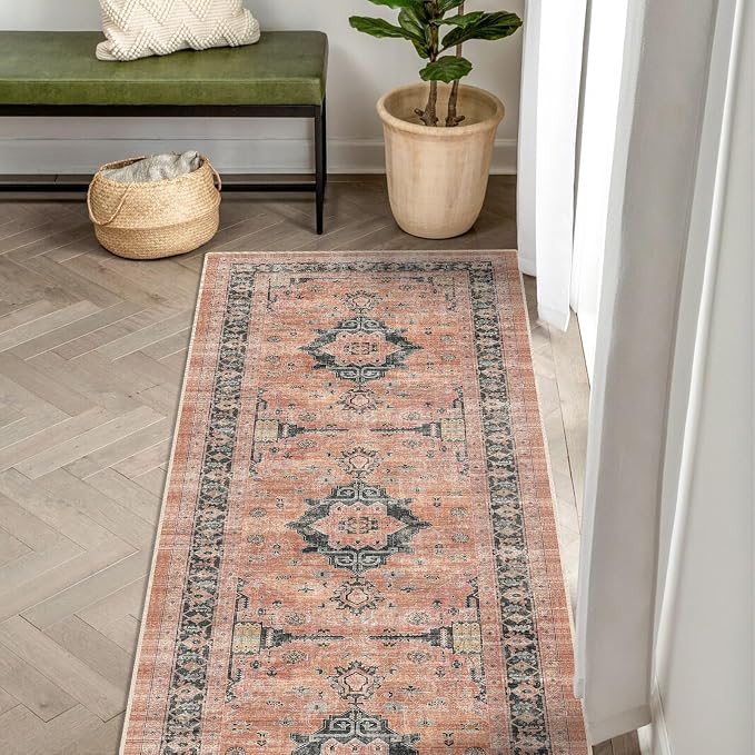 Washable 2x5 Hallway Runner Rug: Indoor Vintage Water Resistant Kitchen