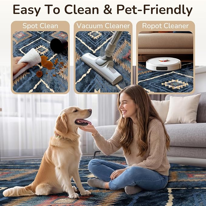 BESTSWEETIE Area Rug 3x5 Rug Machine Washable Non-Slip Low Pile Print Pattern