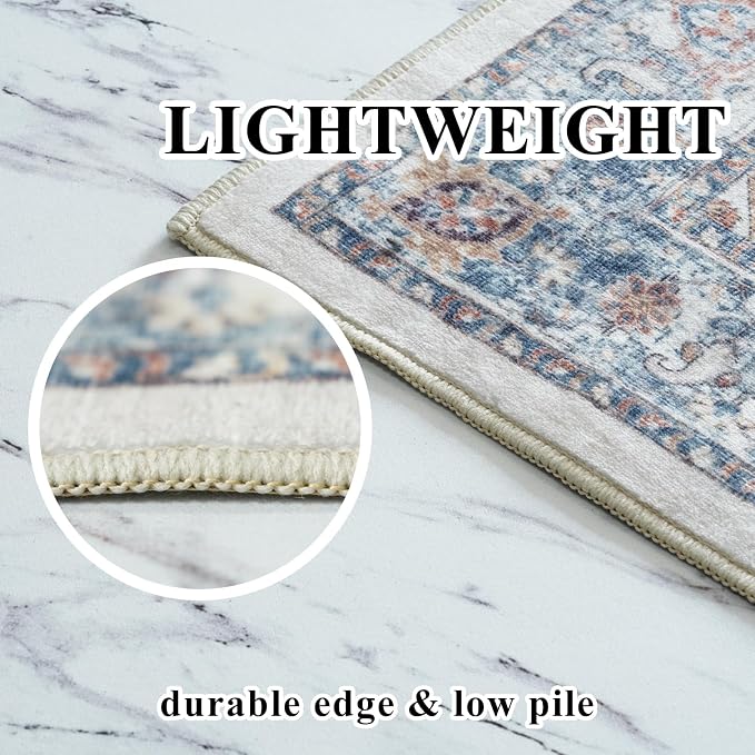 2x4 Washable Kitchen Runner Rug: Vintage Non-Slip Low Pile Entryway Area Rugs
