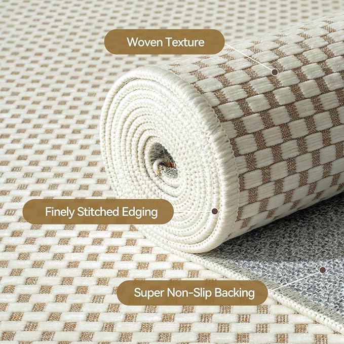 YDKGL 3x5 ft Area Rug Entryway Runner Rug Non Slip Washable, Boho Woven Kitchen