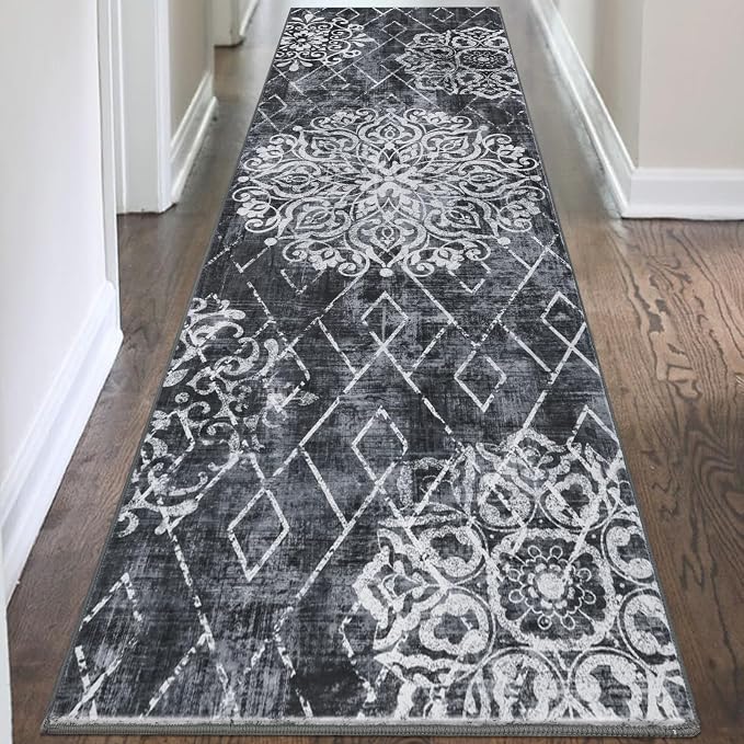HEBE Hallway Runner Rug 2'8''x8' Washable Vintage Distressed Area Rugs Non Slip