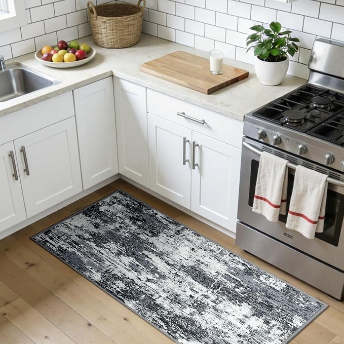 RELEANY Washable Area Rugs 2'x5' Non-Slip Modern Abstract Soft