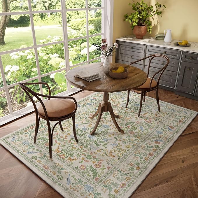 Washable Area Rugs for Living Room: 5x7 Bedroom Rug Vintage Rugs Stain
