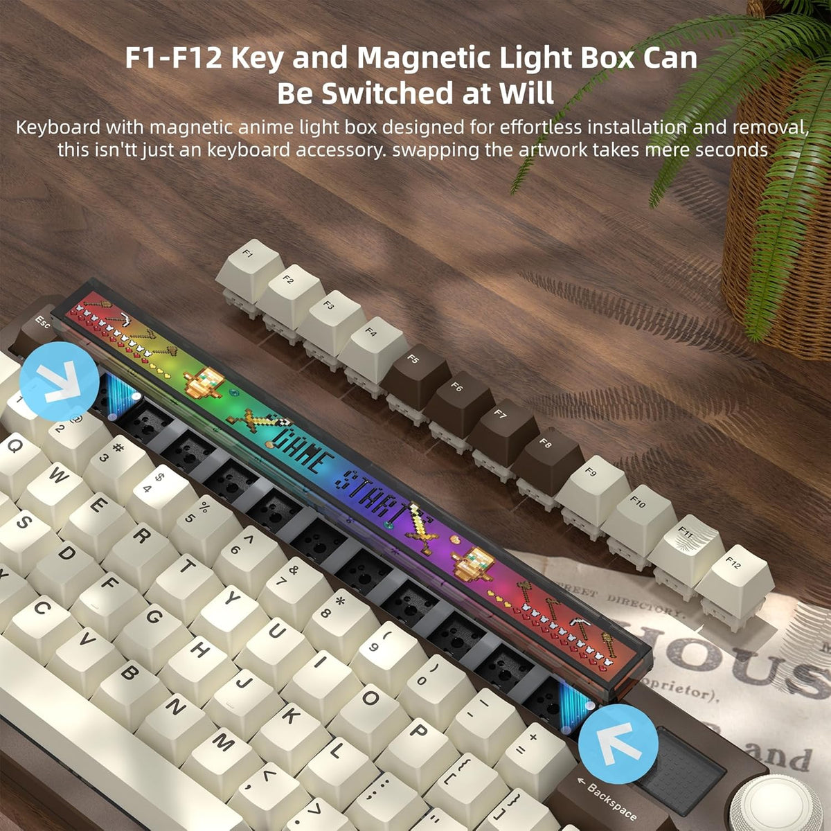 Womier 75% Wireless Mechanical Keyboard with Screen, Brown Keyboard-K80