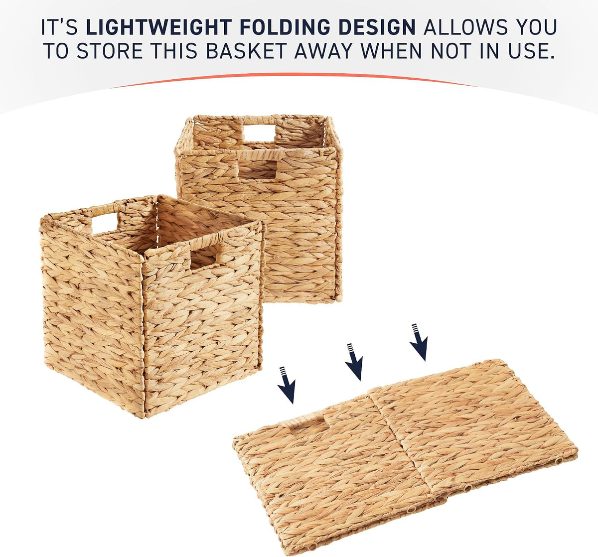 Ornavo Home 10.5x10.5 Water Hyacinth Storage Baskets Set of 8, Natural