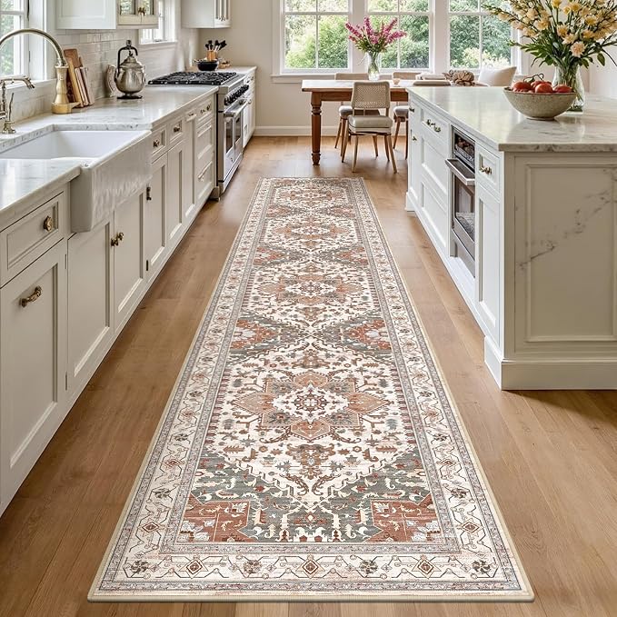 Yamaziot Washable Runner Rug, 2x10 Non-Slip Boho Vintage Hallway Rug Runner