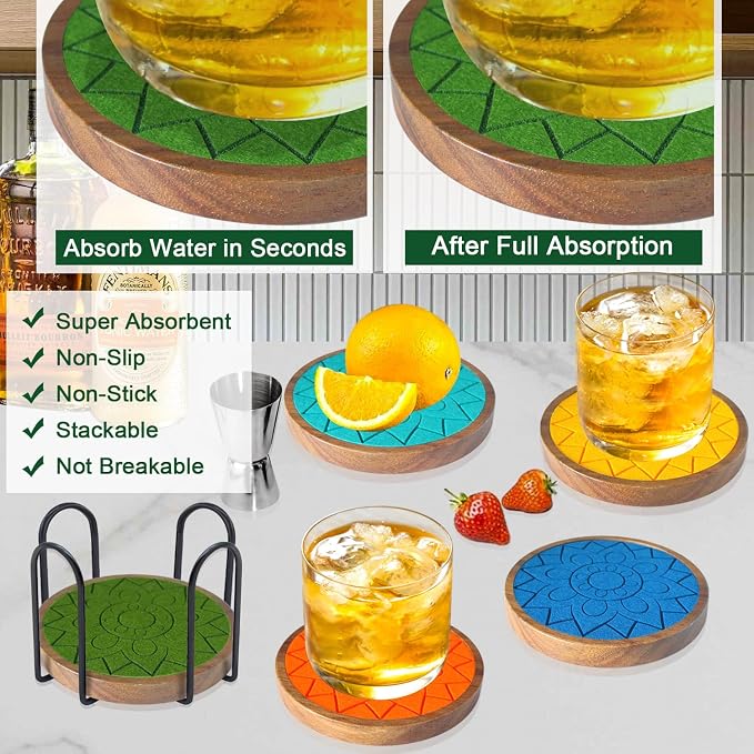 Coasters for Drinks Absorbent 5 Pack, Coasters for Coffee Table