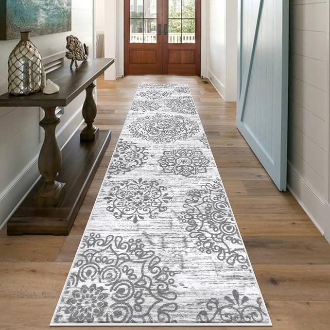 HEBE Hallway Runner Rug 2'8''x12' Washable Vintage Distressed Area Rugs Non