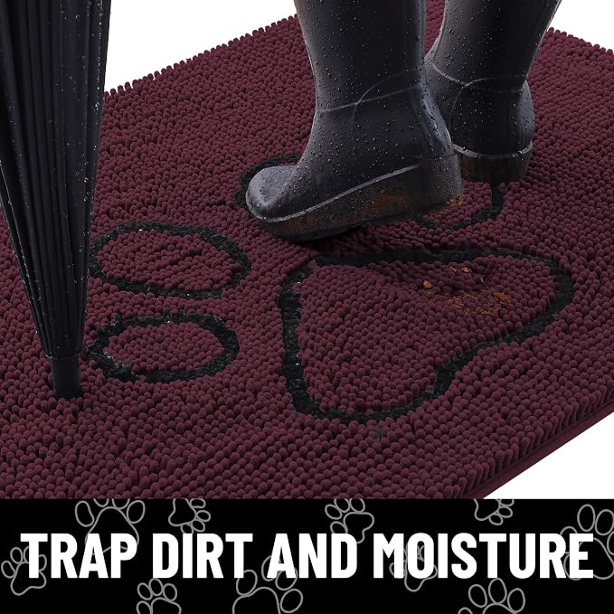 Smiry Dog Door Mat for Muddy Paws, Absorbent Dirt Trapper Non Slip Quick Dry