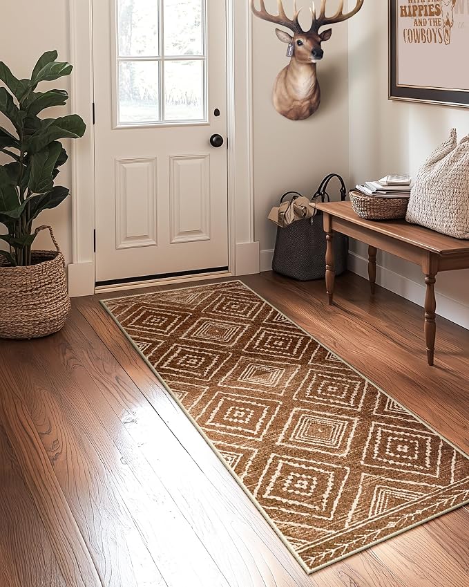 BESTSWEETIE Area Rug 2x8 Rug Machine Washable Non-Slip Low Pile Print Pattern