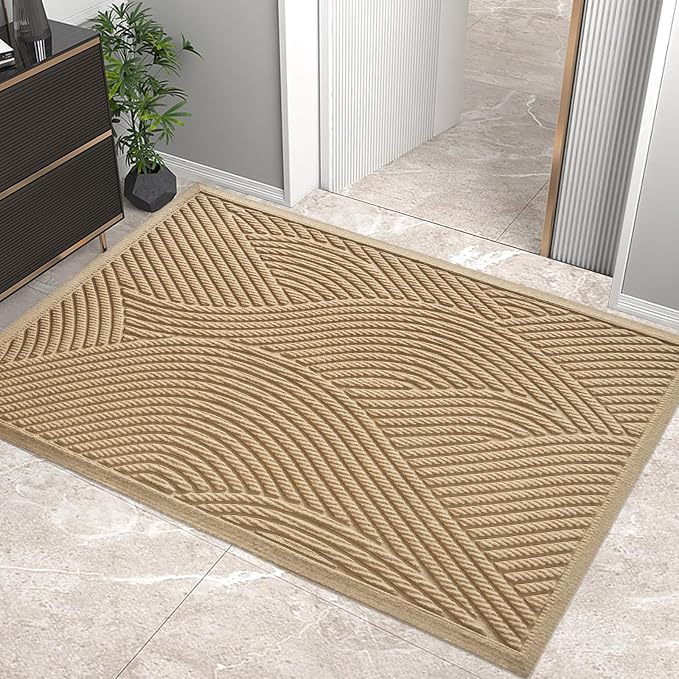 HIYARD Sturdy Front Door Mat, Absorbent Muddy Dirt Resist Welcome Door Mats