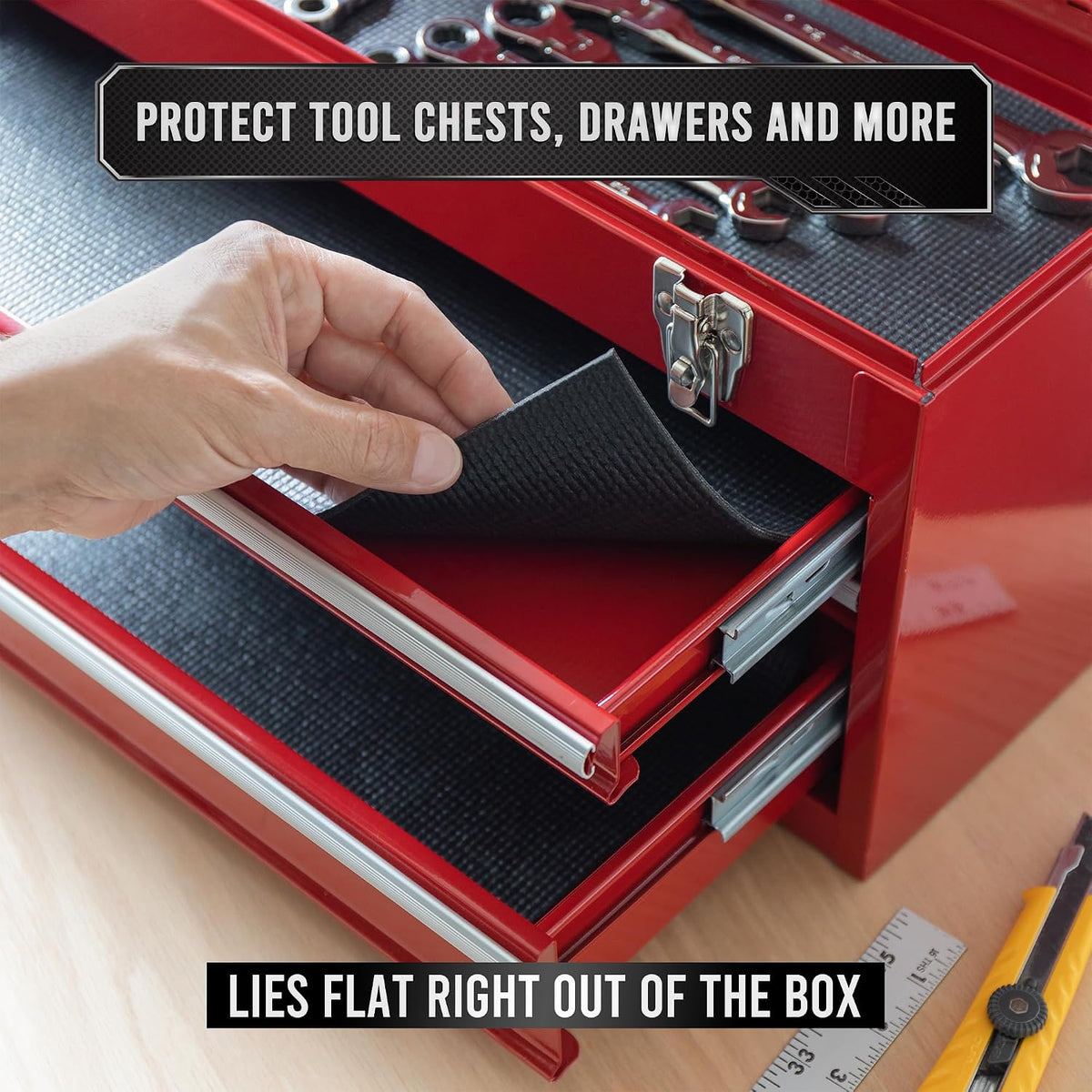 Precision Defined Toolbox Liner Non-Slip Tool Drawer Liner 16ft x 16" Black