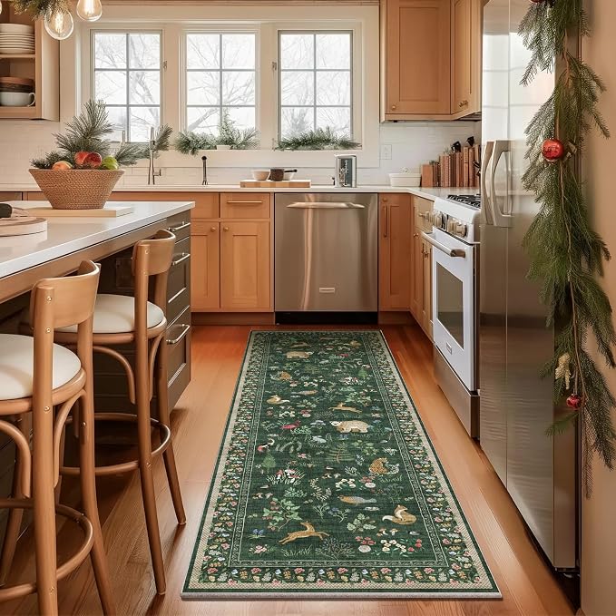 Washable Kitchen Rug Runners for Hallways: 2'6"x8' Bedroom Runner Rugs Non Slip