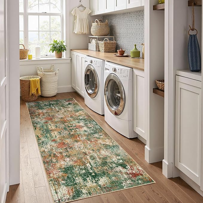 RELEANY Washable Area Rugs 2'x6' Non-Slip Modern Abstract Soft