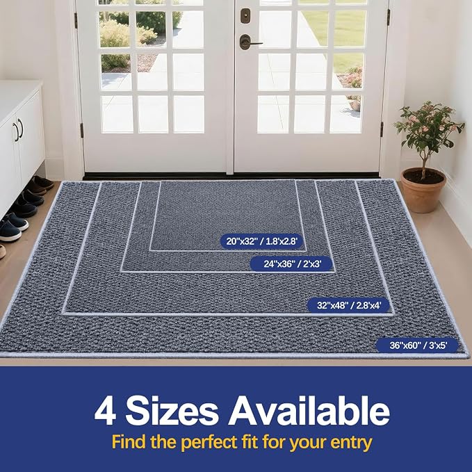 Dirt Trapping Door Mat 20x32, 3D Scarping Surface Doormat