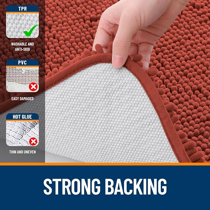 OLANLY Toilet Rugs U-Shaped 24x24, Extra Soft Absorbent Chenille Contour