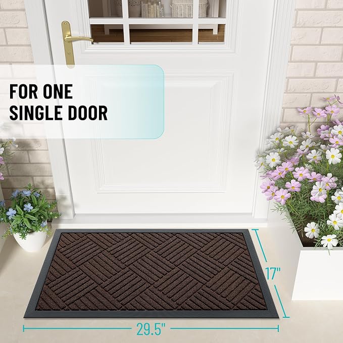 OLANLY Front Door Mat Outside Entrance 29.5x17, Heavy Duty Sturdy Natural
