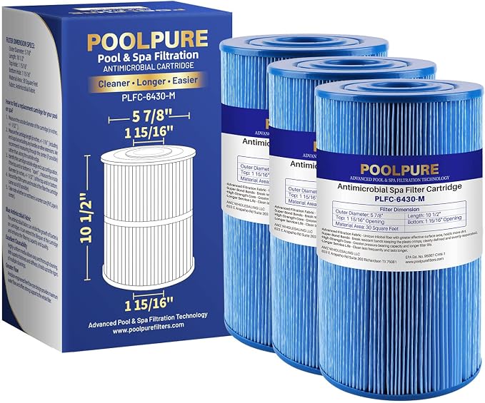 POOLPURE PLFC-6430-M Spa Filter Replaces Watkins 31489, Compatible Pleatco