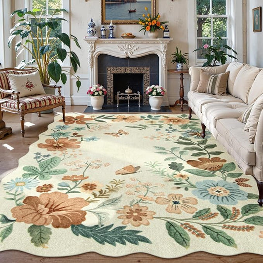 Lahome Floral 9x12 Area Rugs for Living Room Bedroom, Soft Washable Rugs 9x12