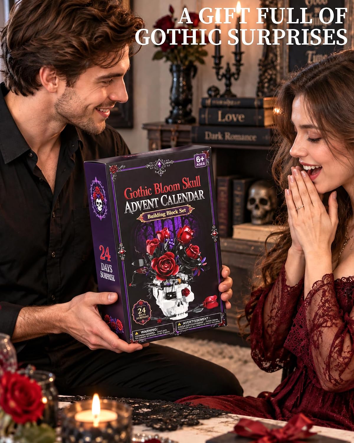 Gothic Skull FLower Advent Calendar, Dark Romantic Decor for Women Girls