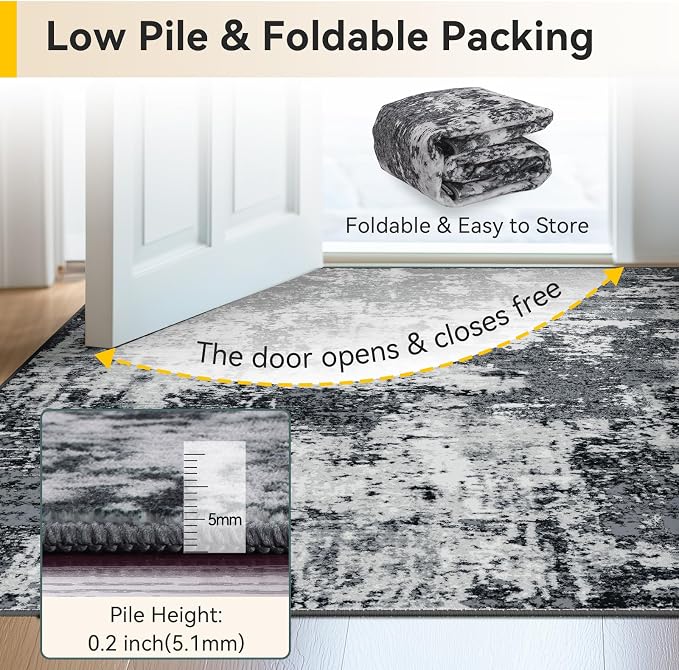 RELEANY Washable Area Rugs Square 10ft Non-Slip Modern Abstract Soft