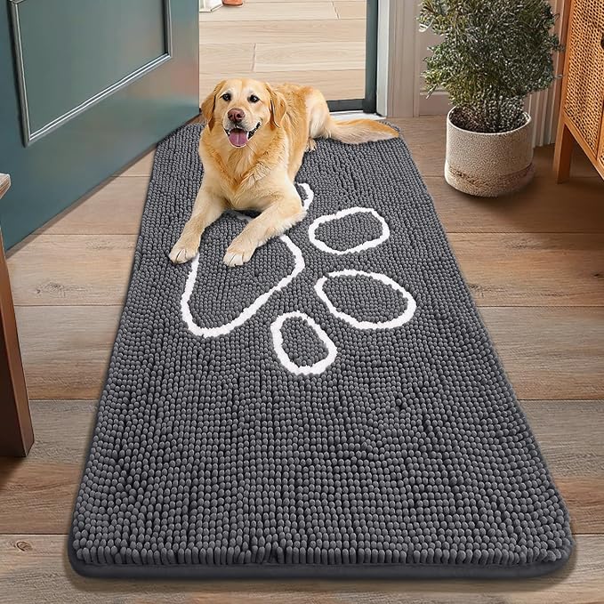 Smiry Dog Door Mat for Muddy Paws, Absorbent Dirt Trapper Non Slip Quick Dry