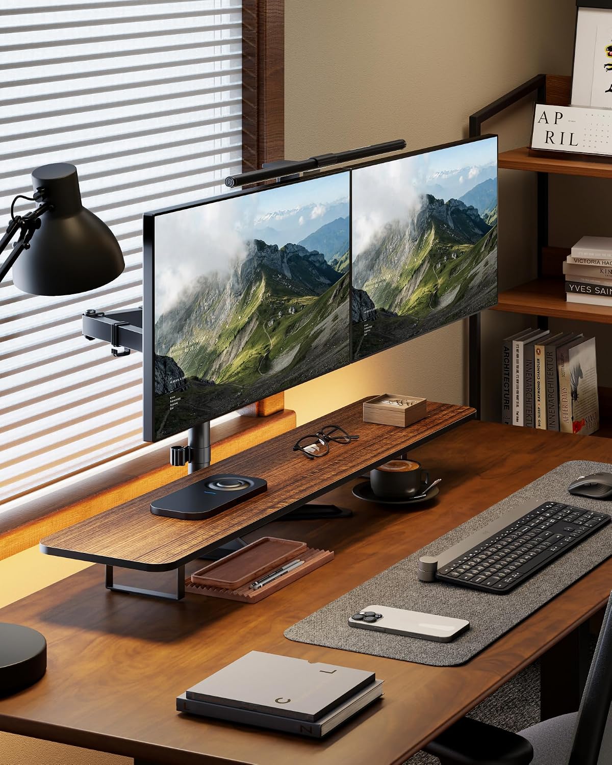 monTEK Freestanding Dual Monitor Stand for 17-32" Screens, 22 lbs Each