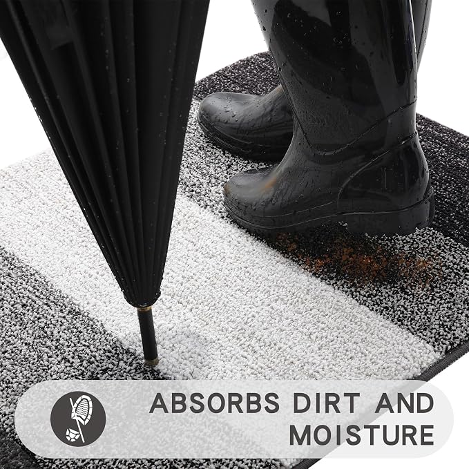 Kitinjoy Indoor Outdoor Door Mat, 47x20 Non-Slip Absorbent Dirt Trapper