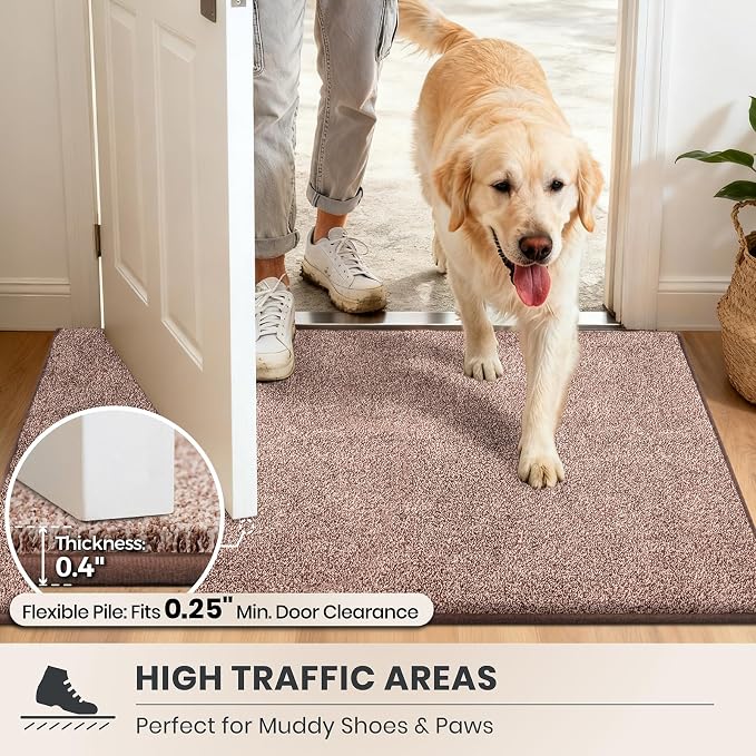 PURRUGS Dirt Trapping Door Mat 20" x 31.5", Non-Slip Machine Washable Entryway